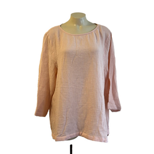 PURE J . JULL XL light pink 100% cotton waffle textured boxy blouse NWT